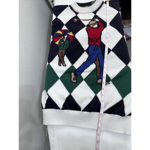 Vintage Jantzen Golf Sweater Argyle Intarsia Knit Pullover Men’s L Retro 90s - Picture 8 of 8